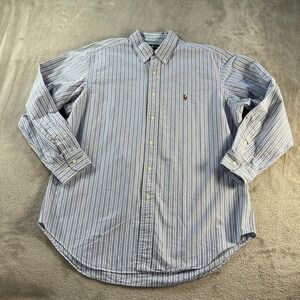 Ralph Lauren Classic Fit button down 16.5 32/33 Blue White Stripe grandpa 90s